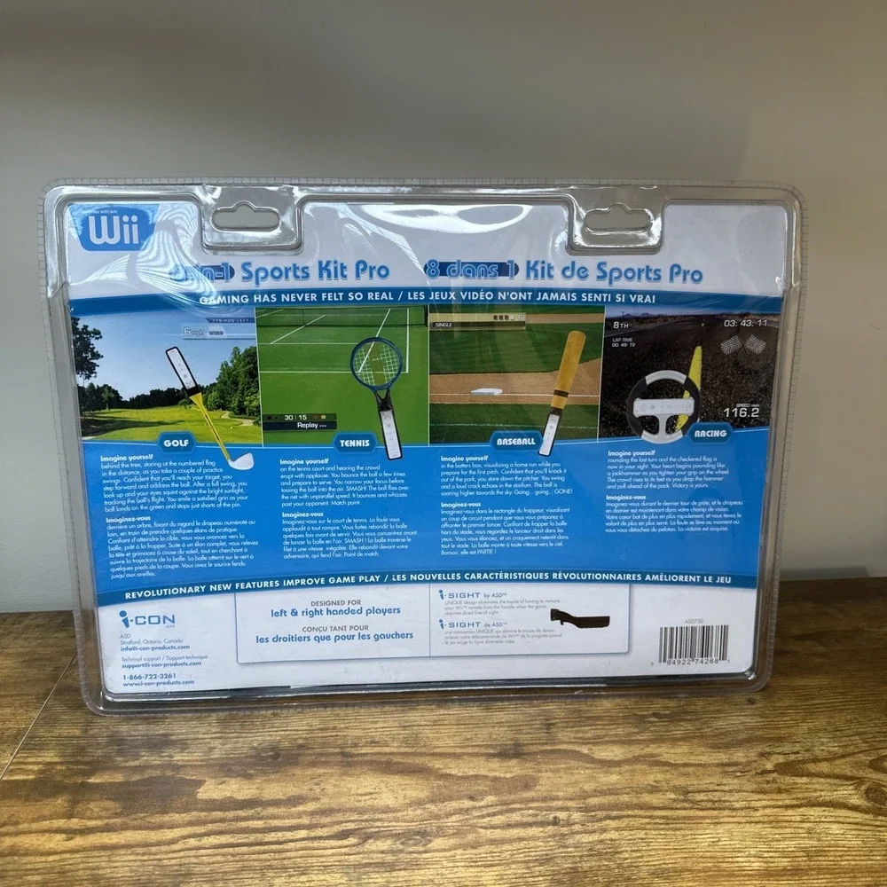 I-Con 8 In 1 Sports Kit Pro - Accessories for Wii Golf Tennis Baseball Racing‎